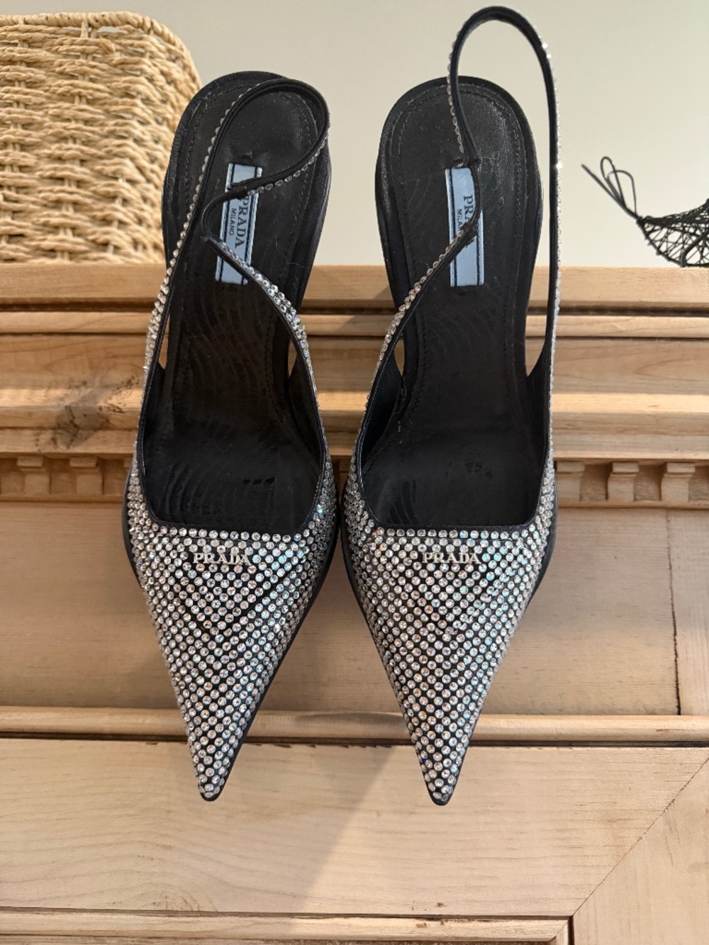 Prada embelleshed crystal slingback pump